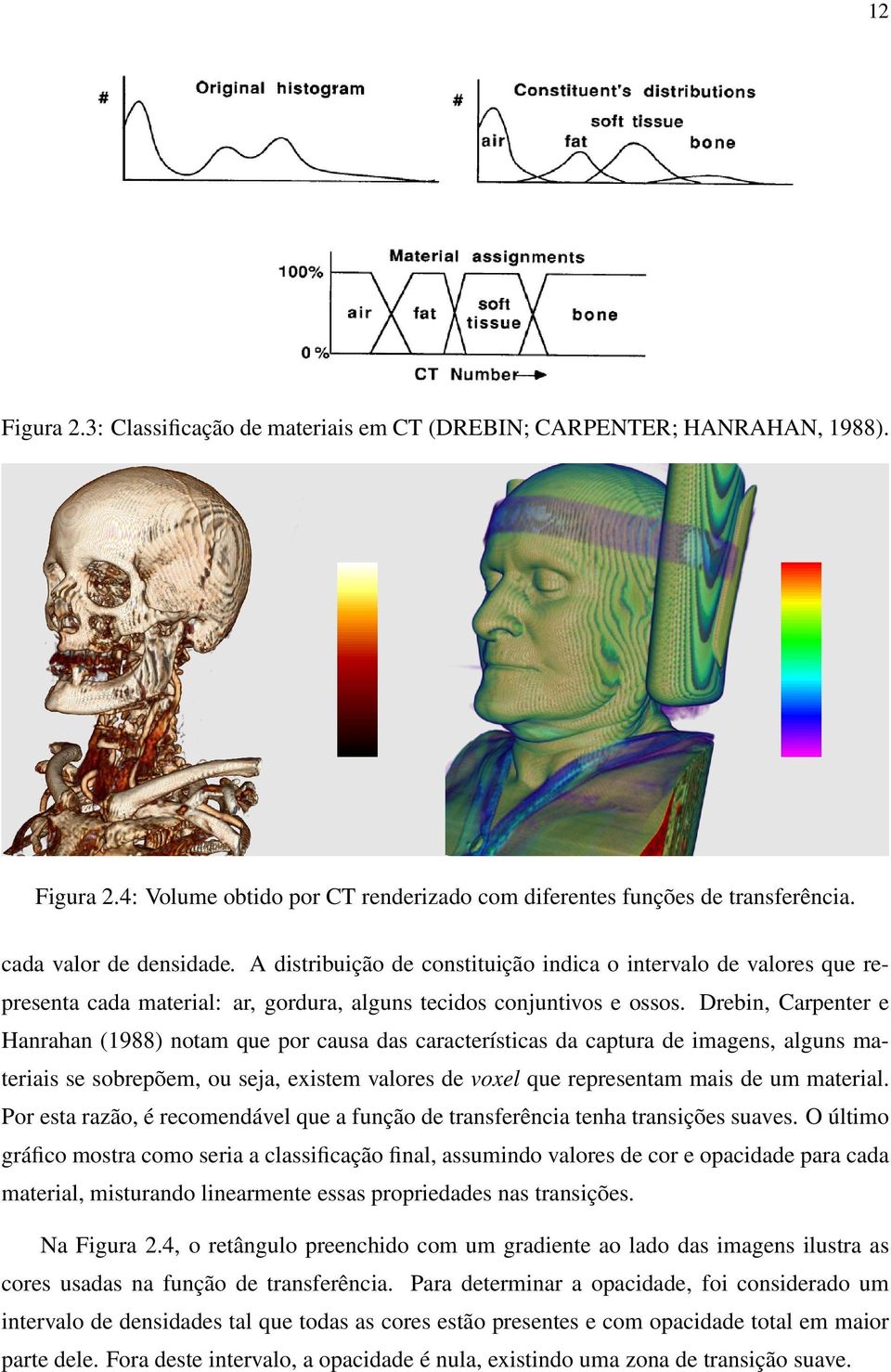 Drebin, Carpenter e Hanrahan (1988) notam que por causa das características da captura de imagens, alguns materiais se sobrepõem, ou seja, existem valores de voxel que representam mais de um material.