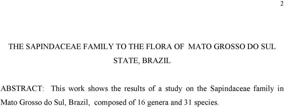 results of a study on the Sapindaceae family in Mato