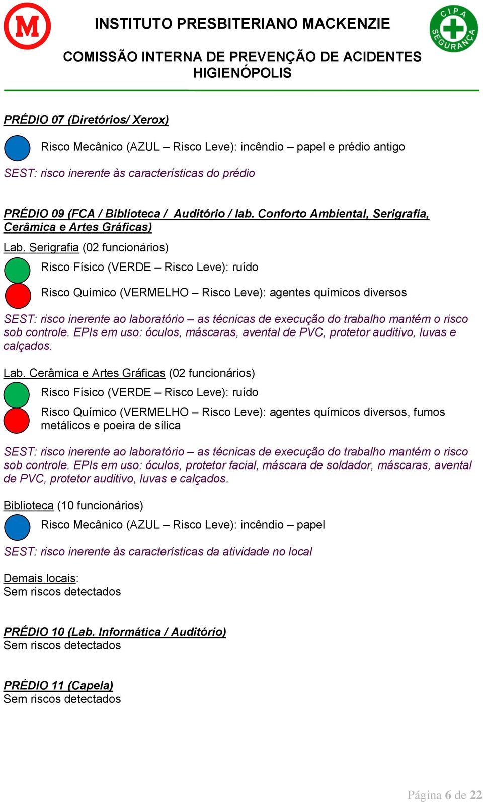 EPIs em uso: óculos, máscaras, avental de PVC, protetor auditivo, luvas e calçados. Lab.