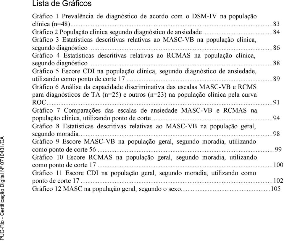 ..86 Gráfico 4 Estatísticas descritivas relativas ao RCMAS na população clínica, segundo diagnóstico.