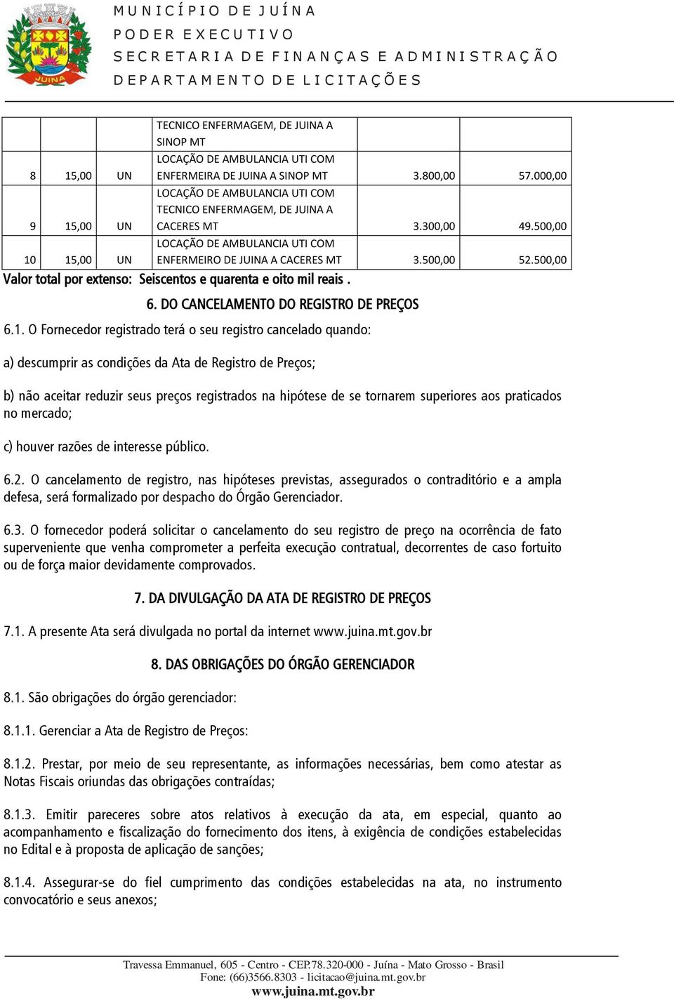 O Fornecedor registrado terá o seu registro cancelado quando: a) descumprir as condições da Ata de Registro de Preços; b) não aceitar reduzir seus preços registrados na hipótese de se tornarem