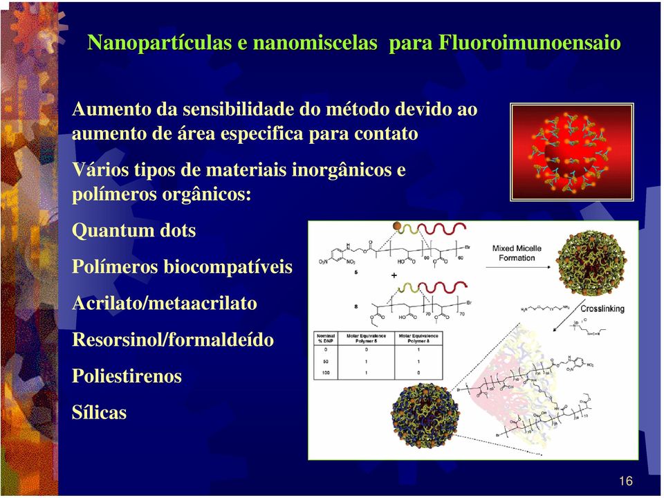 Vários tipos de materiais inorgânicos e polímeros orgânicos: Quantum dots