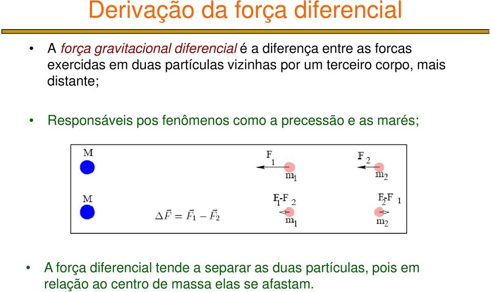 distante; Responsáveis pos fenômenos como a precessão e as marés; A força