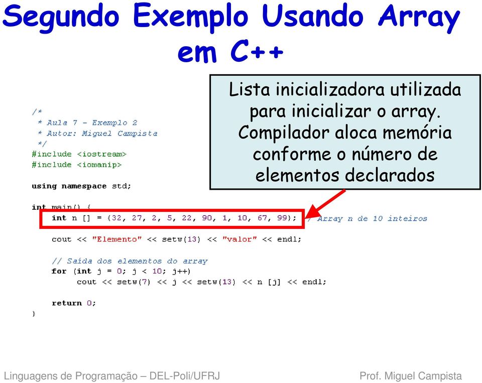 inicializar o array.