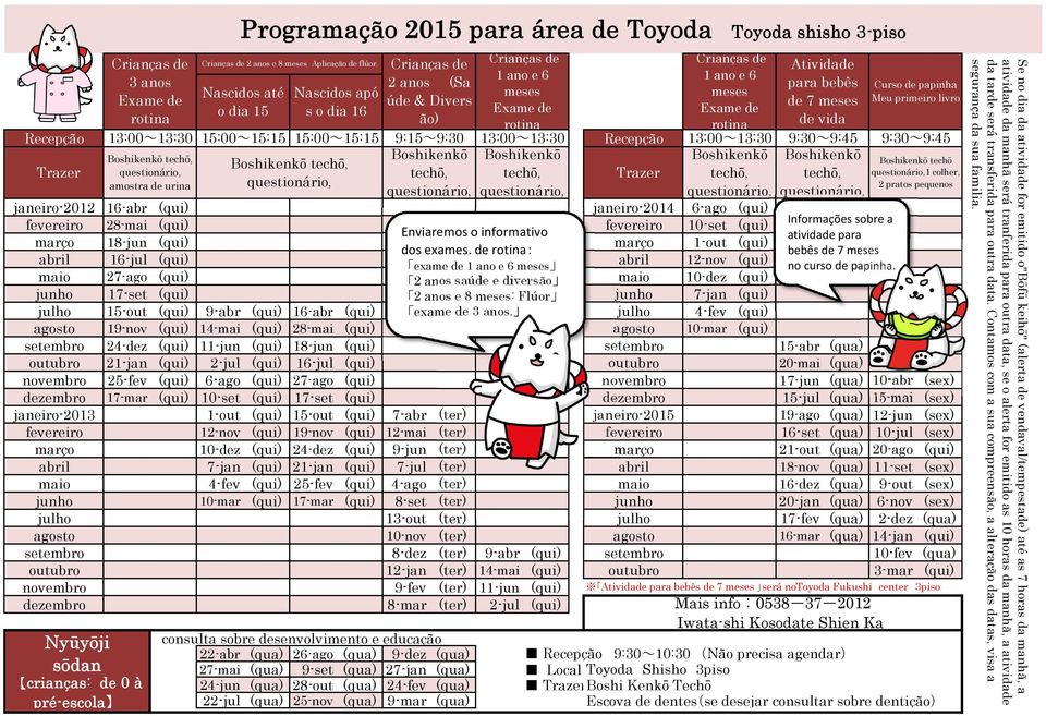 de : bebês de 7 abril 16-jul (qui) abril 12-nov exame de (qui) no curso de papinha.