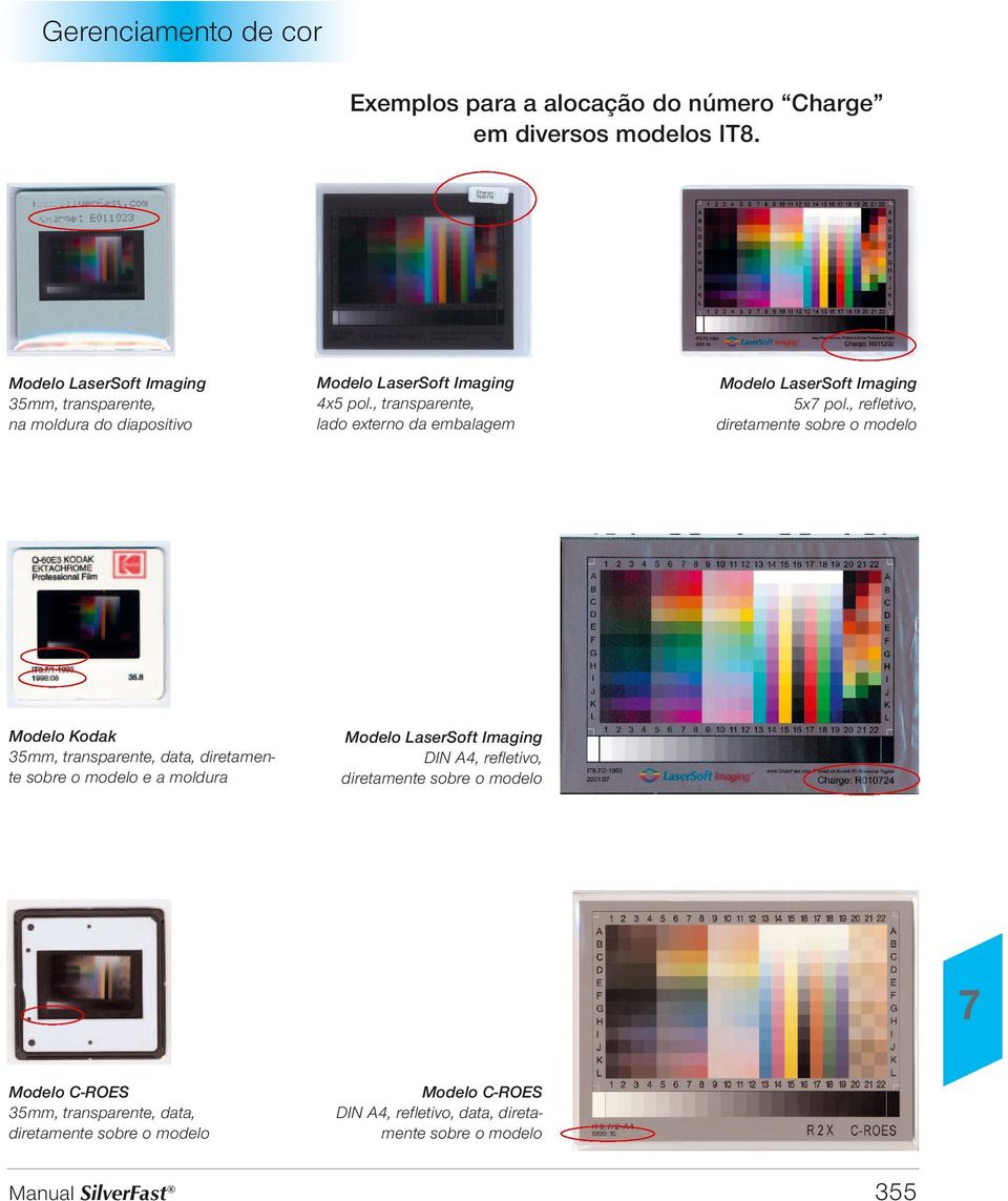 , transparente, lado externo da embalagem Modelo LaserSoft Imaging 5x pol.