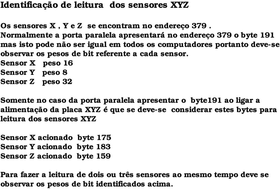 referente a cada sensor.