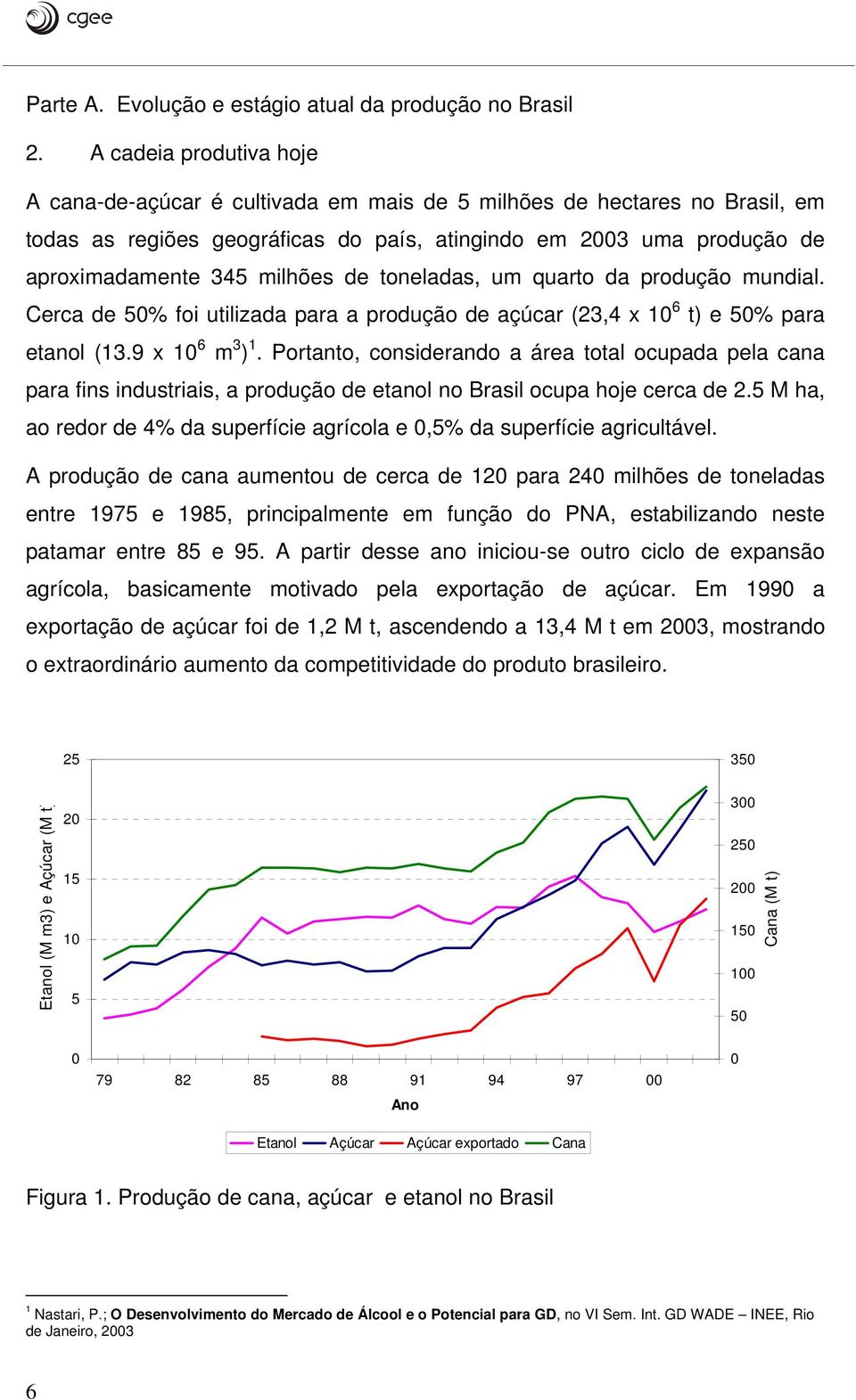 de toneladas, um quarto da produção mundial. Cerca de 50% foi utilizada para a produção de açúcar (23,4 x 10 6 t) e 50% para etanol (13.9 x 10 6 m 3 ) 1.