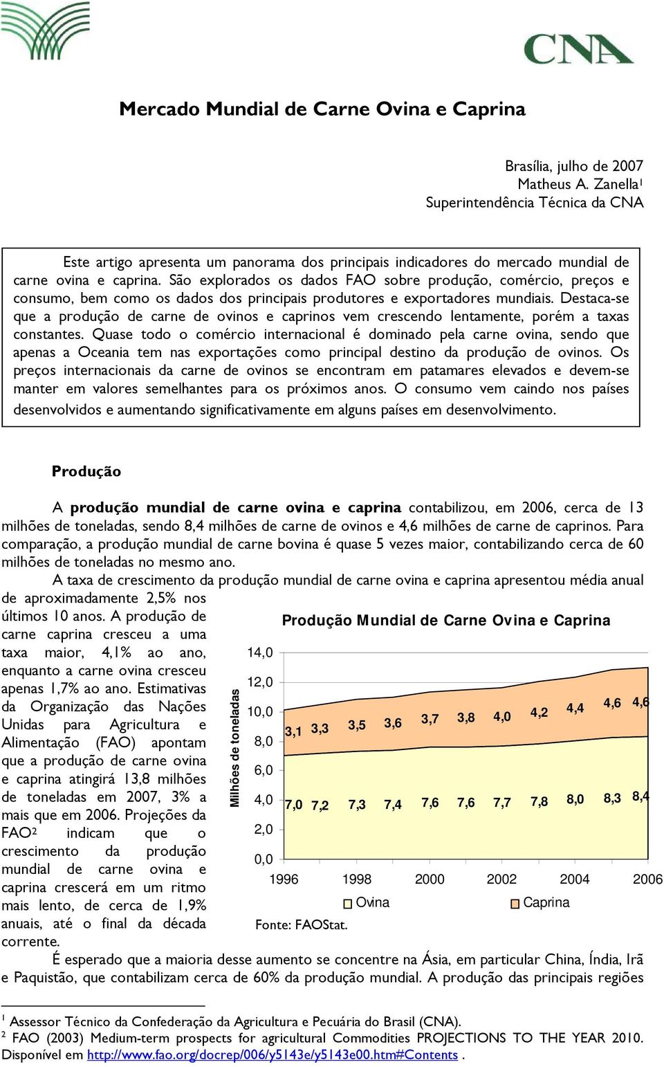 São explorados os dados FAO sobre produção, comércio, preços e consumo, bem como os dados dos principais produtores e exportadores mundiais.