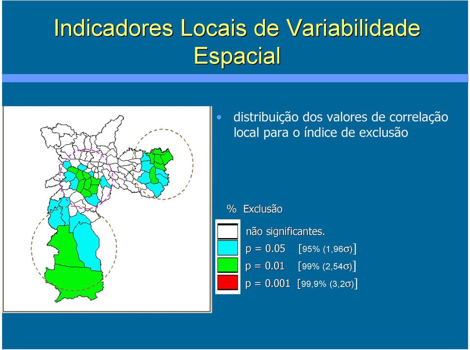 índice de exclusão % Exclusão não significantes. p = 0.