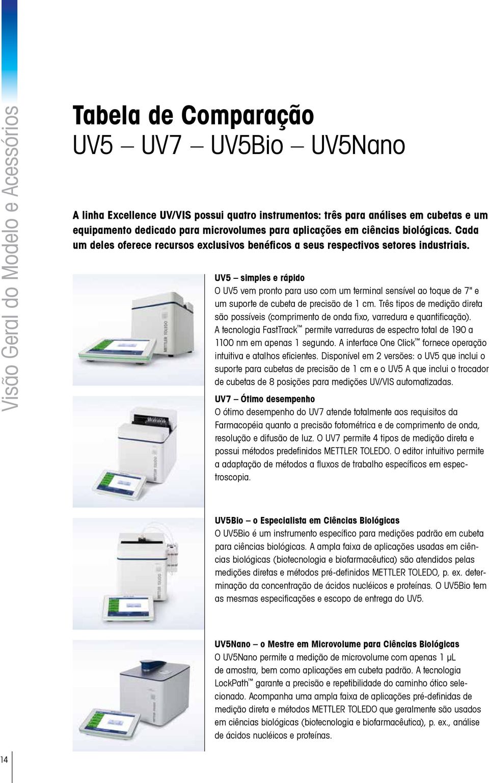 UV5 simples e rápido O UV5 vem pronto para uso com um terminal sensível ao toque de 7" e um suporte de cubeta de precisão de 1 cm.