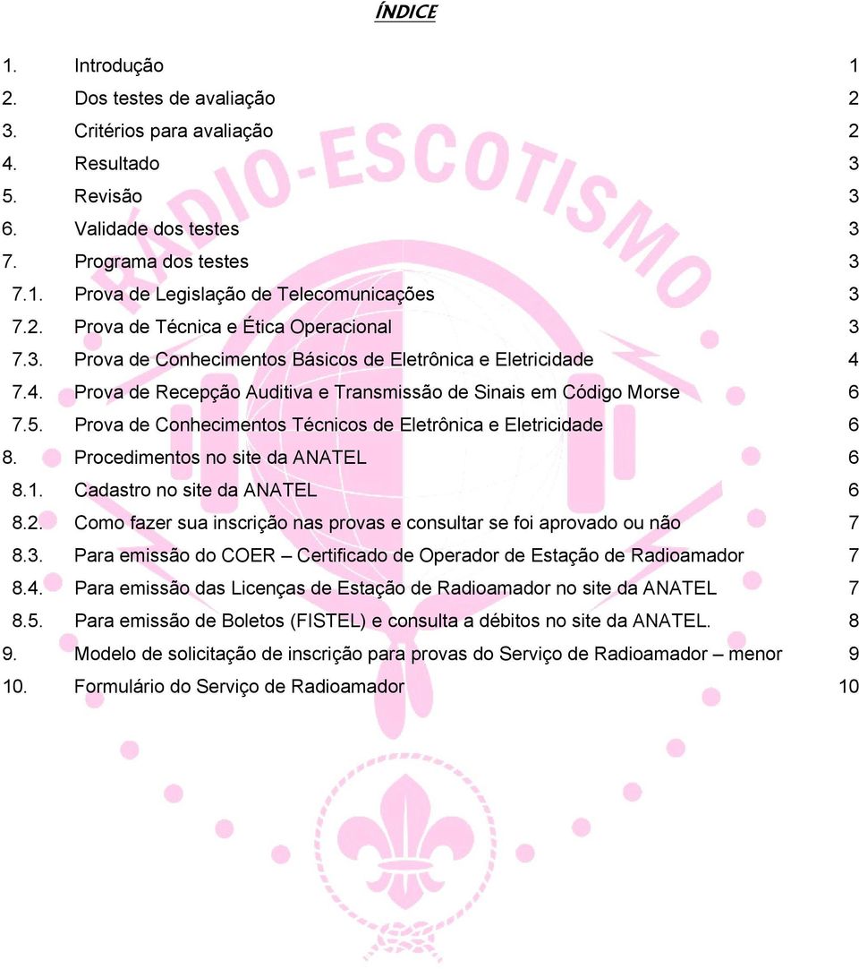 Prova de Conhecimentos Técnicos de Eletrônica e Eletricidade 6 8. Procedimentos no site da ANATEL 6 8.1. Cadastro no site da ANATEL 6 8.2.