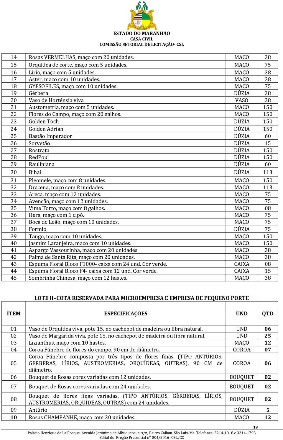 MAÇO 150 23 Golden Toch DÚZIA 150 24 Golden Adrian DÚZIA 150 25 Bastão Imperador DÚZIA 60 26 Sorvetão DÚZIA 15 27 Rostrata DÚZIA 150 28 RedPoul DÚZIA 150 29 Rauliniana DÚZIA 60 30 Bihai DÚZIA 113 31