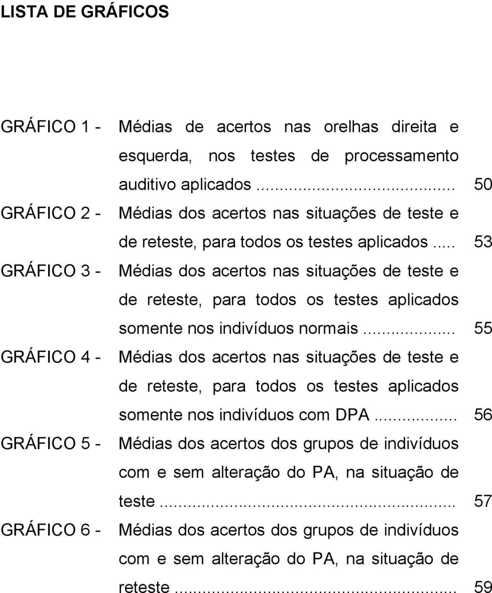 .. 53 GRÁFICO 3 - Médias dos acertos nas situações de teste e de reteste, para todos os testes aplicados somente nos indivíduos normais.