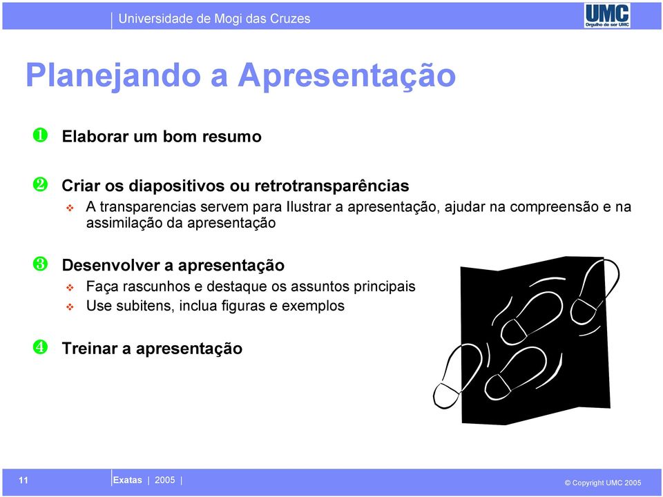 compreensão e na assimilação da apresentação Desenvolver a apresentação Faça