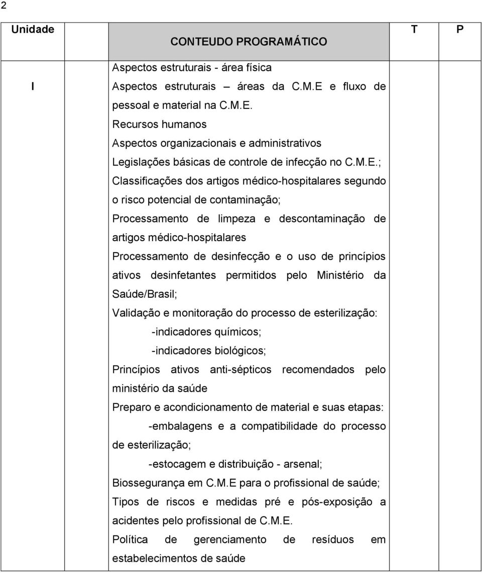 e o uso de princípios ativos desinfetantes permitidos pelo Ministério da Saúde/Brasil; Validação e monitoração do processo de esterilização: -indicadores químicos; -indicadores biológicos; Princípios