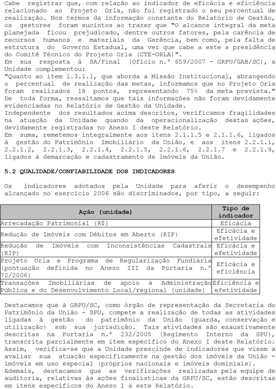 recursos humanos e materiais da Gerência, bem como, pela falta de estrutura do Governo Estadual, uma vez que cabe a este a presidência do Comitê Técnico do Projeto Orla (CTE-ORLA)".