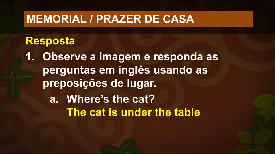 em inglês usando as preposições de lugar.