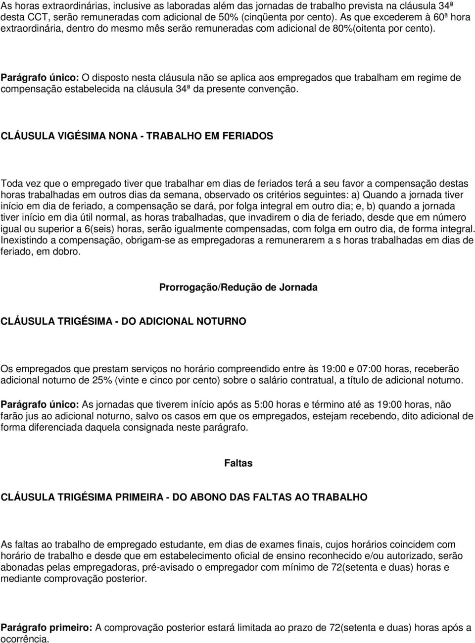 Parágrafo único: O disposto nesta cláusula não se aplica aos empregados que trabalham em regime de compensação estabelecida na cláusula 34ª da presente convenção.