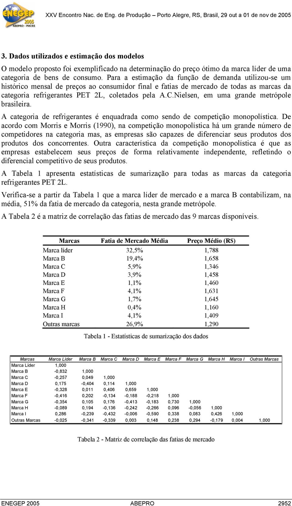 Nielse, em uma grade metrópole brasileira. A categoria de refrigerates é equadrada como sedo de competição moopolística.