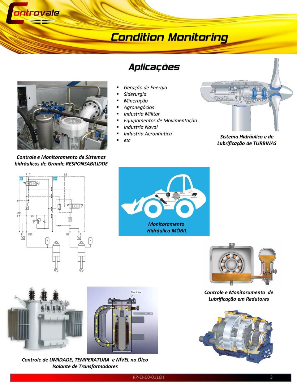 Controle e Monitoramento de Sistemas hidráulicos de Grande RESPONSABILIDDE Monitoramento Hidráulica MÓBIL