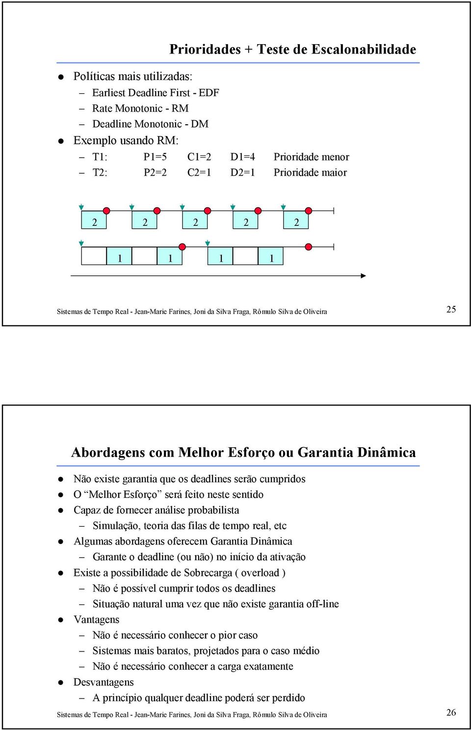 Não existe garantia que os deadlines serão cumpridos! O Melhor Esforço será feito neste sentido! Capaz de fornecer análise probabilista Simulação, teoria das filas de tempo real, etc!