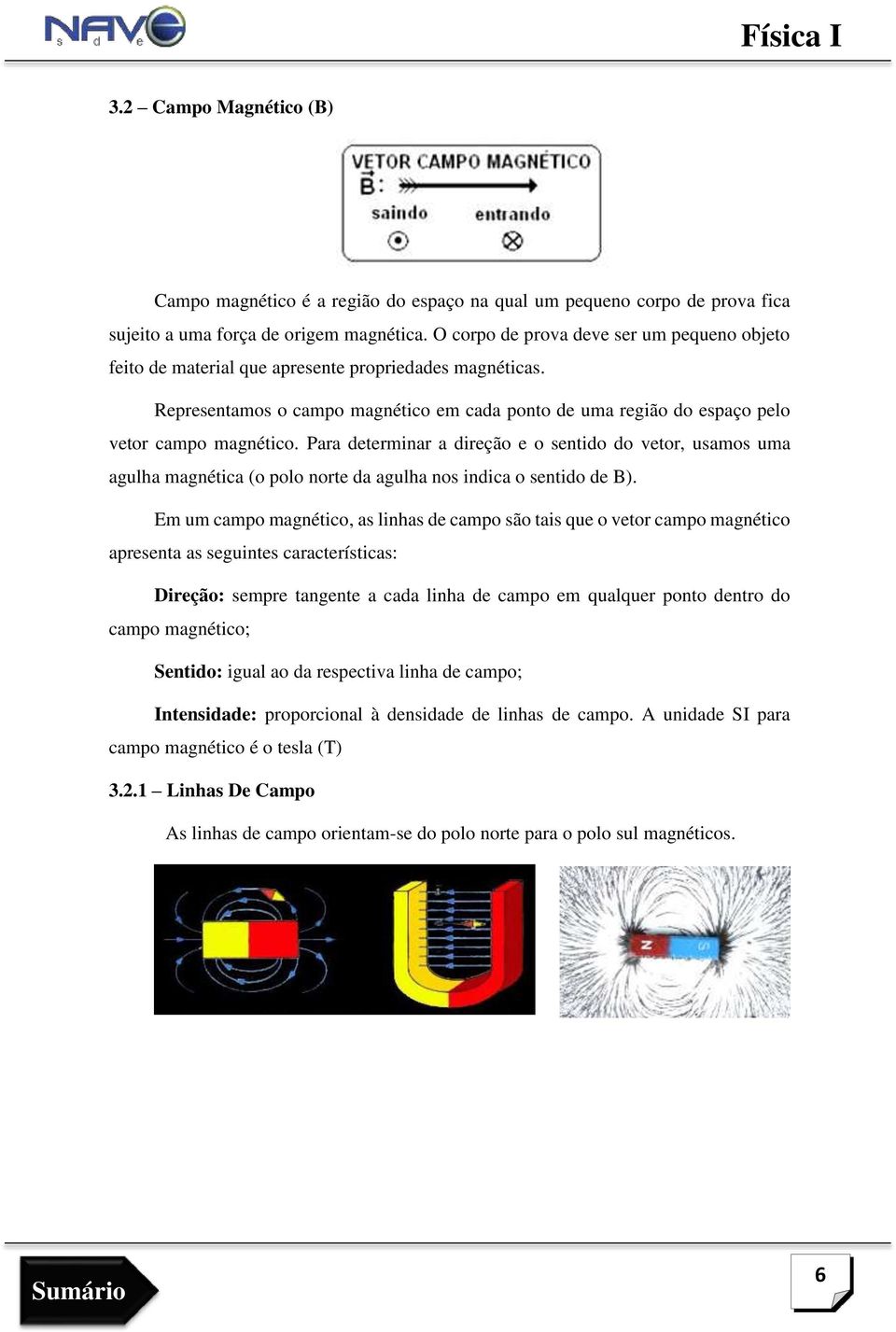 Para determinar a direção e o sentido do vetor, usamos uma agulha magnética (o polo norte da agulha nos indica o sentido de B).