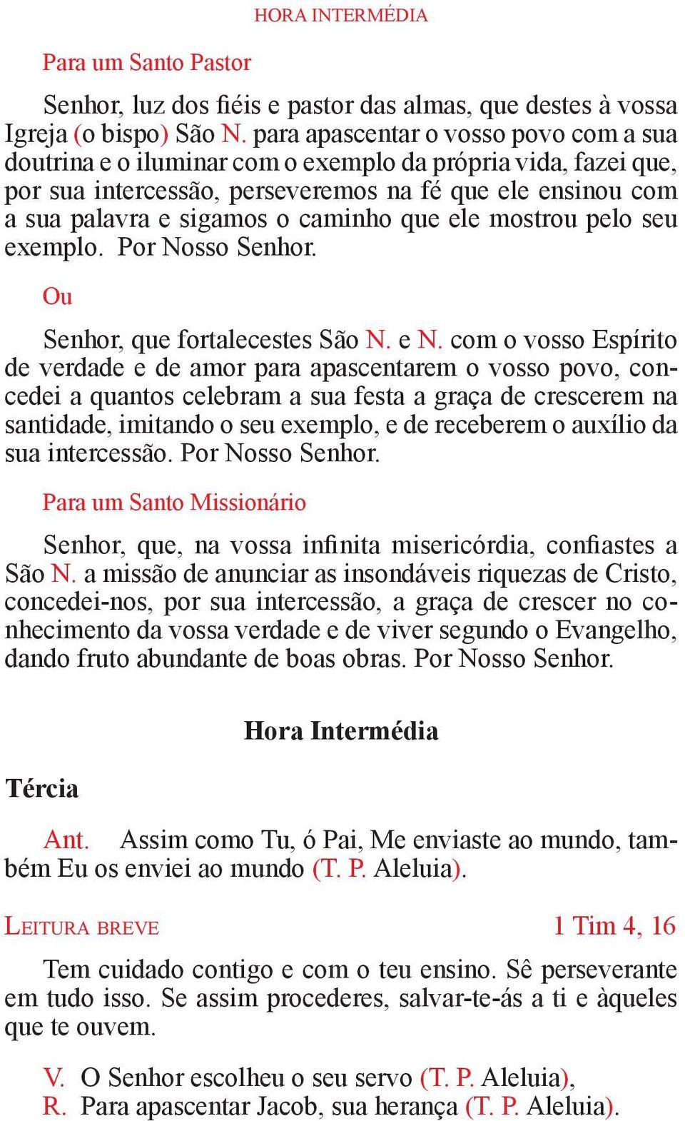 que ele mostrou pelo seu exemplo. Por Nosso Senhor. Ou Senhor, que fortalecestes São N. e N.