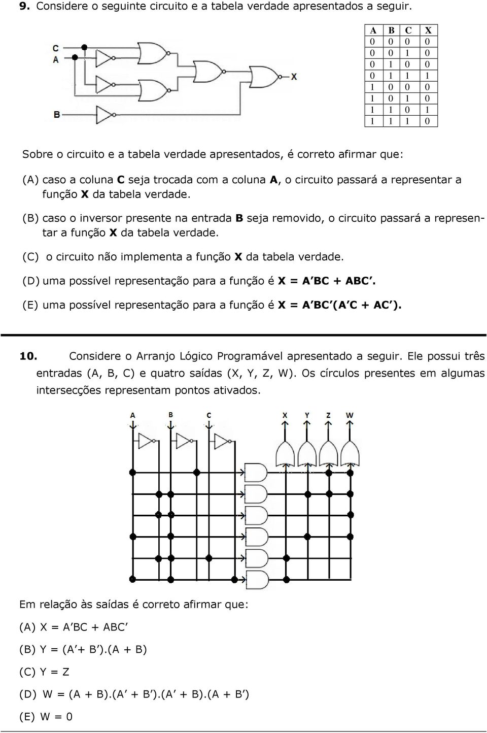 representr função X d tel verdde. cso o inversor presente n entrd B sej removido, o circuito pssrá representr função X d tel verdde. o circuito não implement função X d tel verdde.