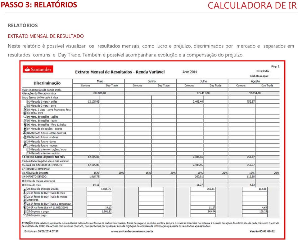 prejuízo, discriminados por mercado e separados em resultados comuns e