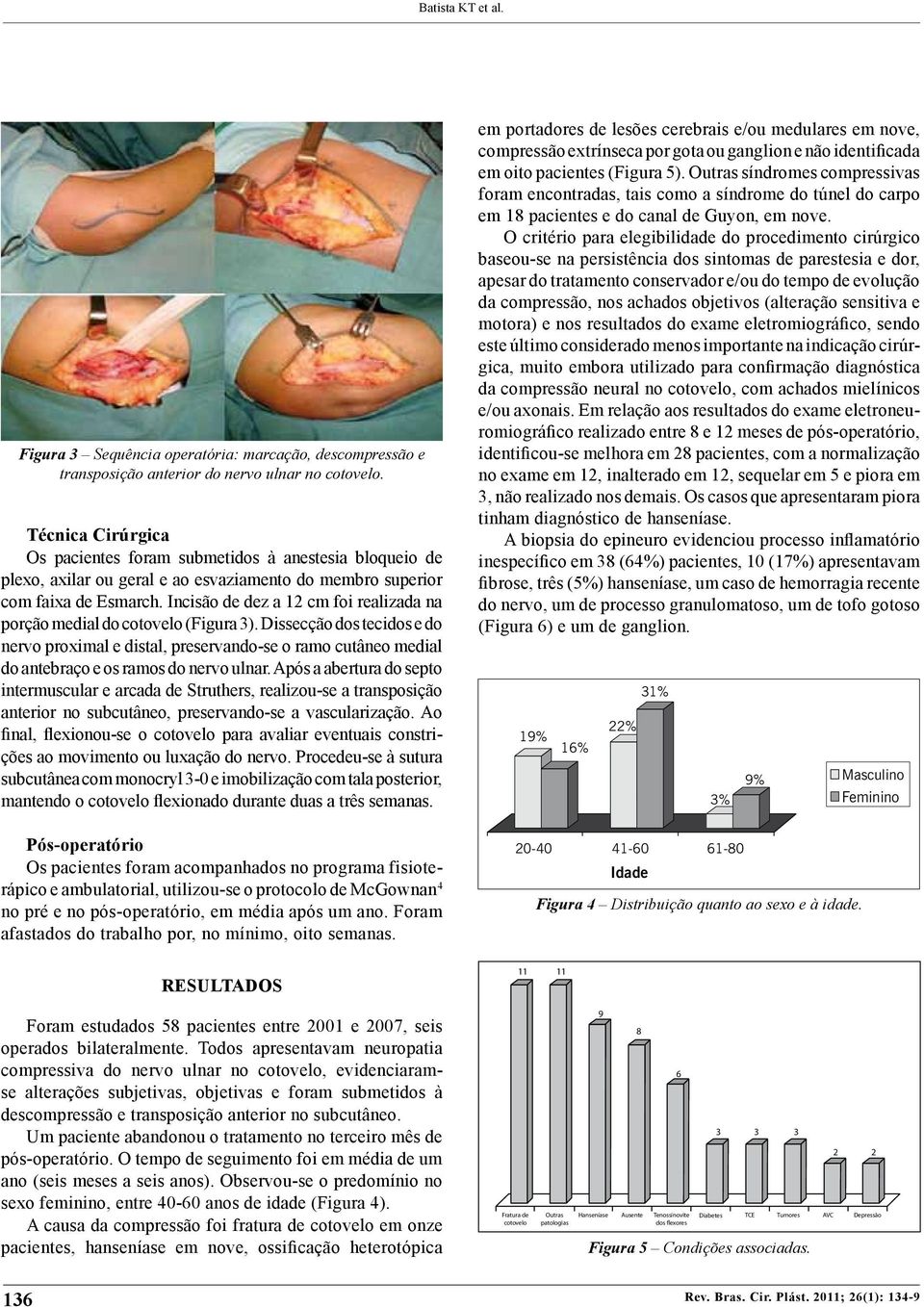 Incisão de dez a 12 cm foi realizada na porção medial do cotovelo (Figura 3).