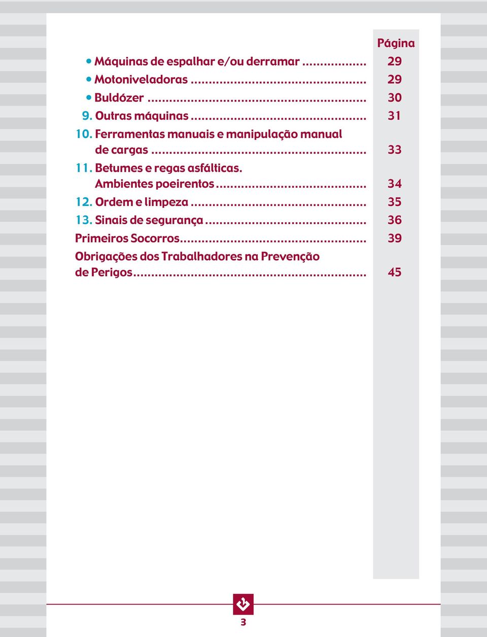 Betumes e regas asfálticas. Ambientes poeirentos... 34 12. Ordem e limpeza... 35 13.