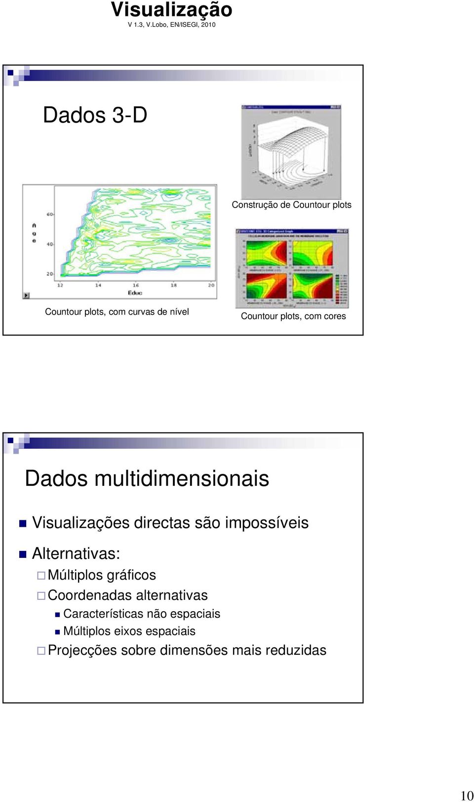 impossíveis Alternativas: Múltiplos gráficos Coordenadas alternativas