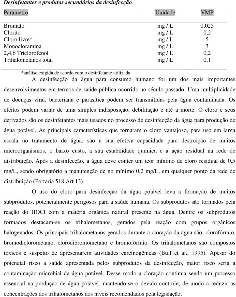 pública ocorrido no século passado. Uma multiplicidade de doenças viral, bacteriana e parasítica podem ser transmitidas pela água contaminada.