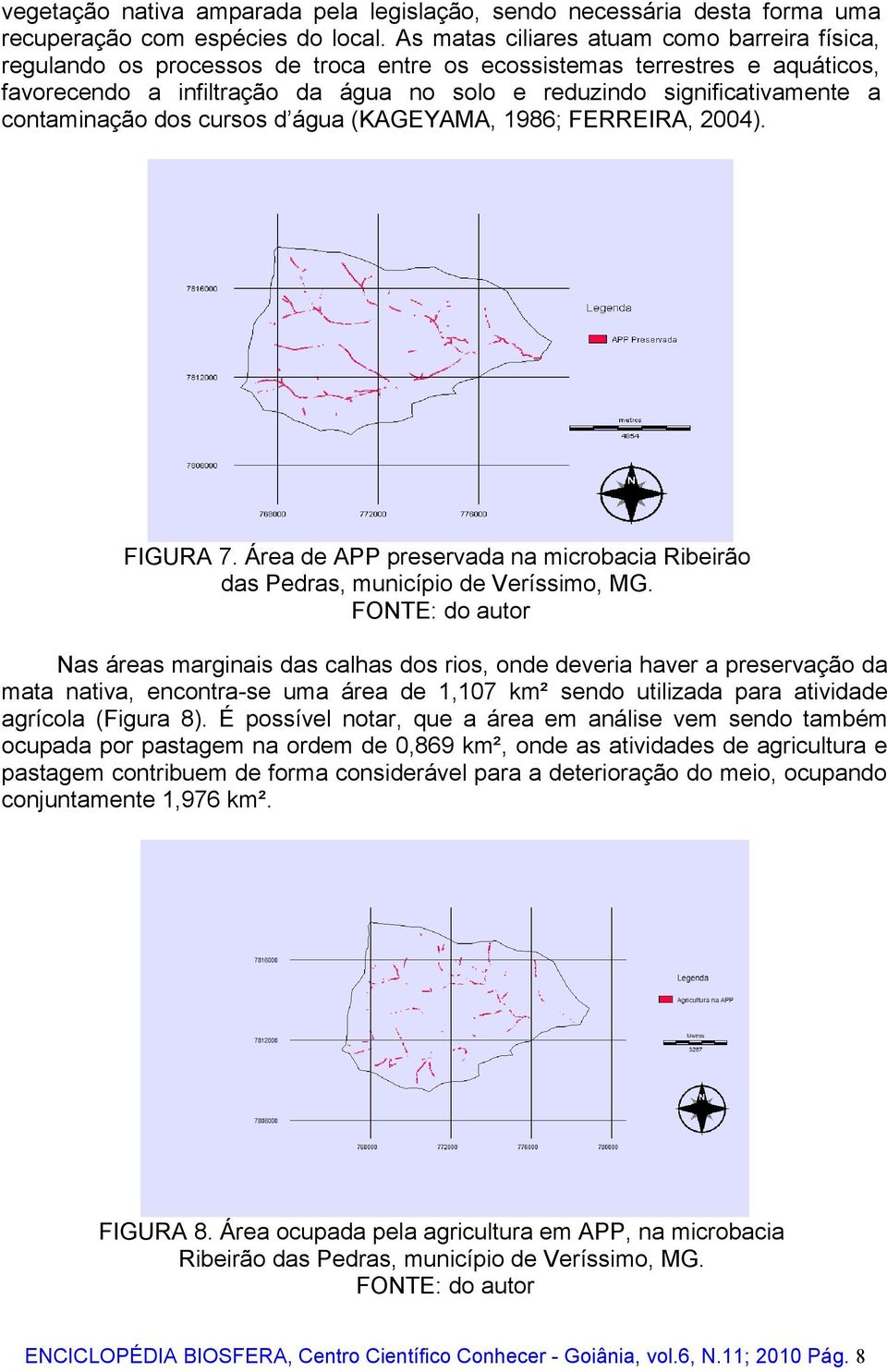 contaminação dos cursos d água (KAGEYAMA, 1986; FERREIRA, 2004). FIGURA 7. Área de APP preservada na microbacia Ribeirão das Pedras, município de Veríssimo, MG.