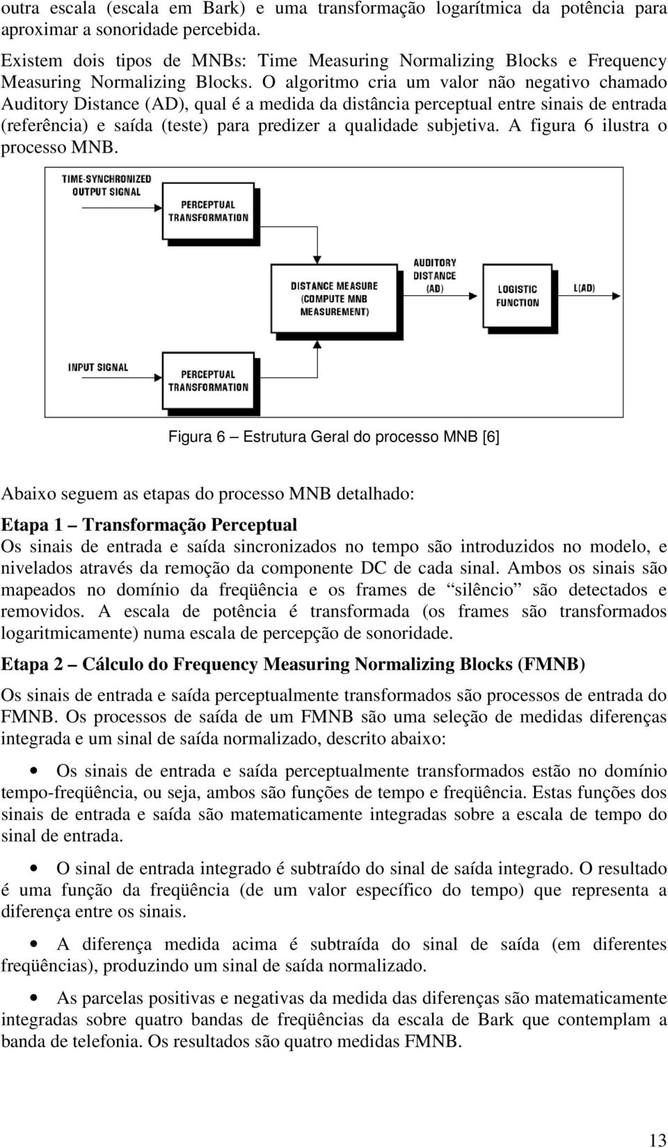 O algoritmo cria um valor não negativo chamado Auditory Distance (AD), qual é a medida da distância perceptual entre sinais de entrada (referência) e saída (teste) para predizer a qualidade subjetiva.