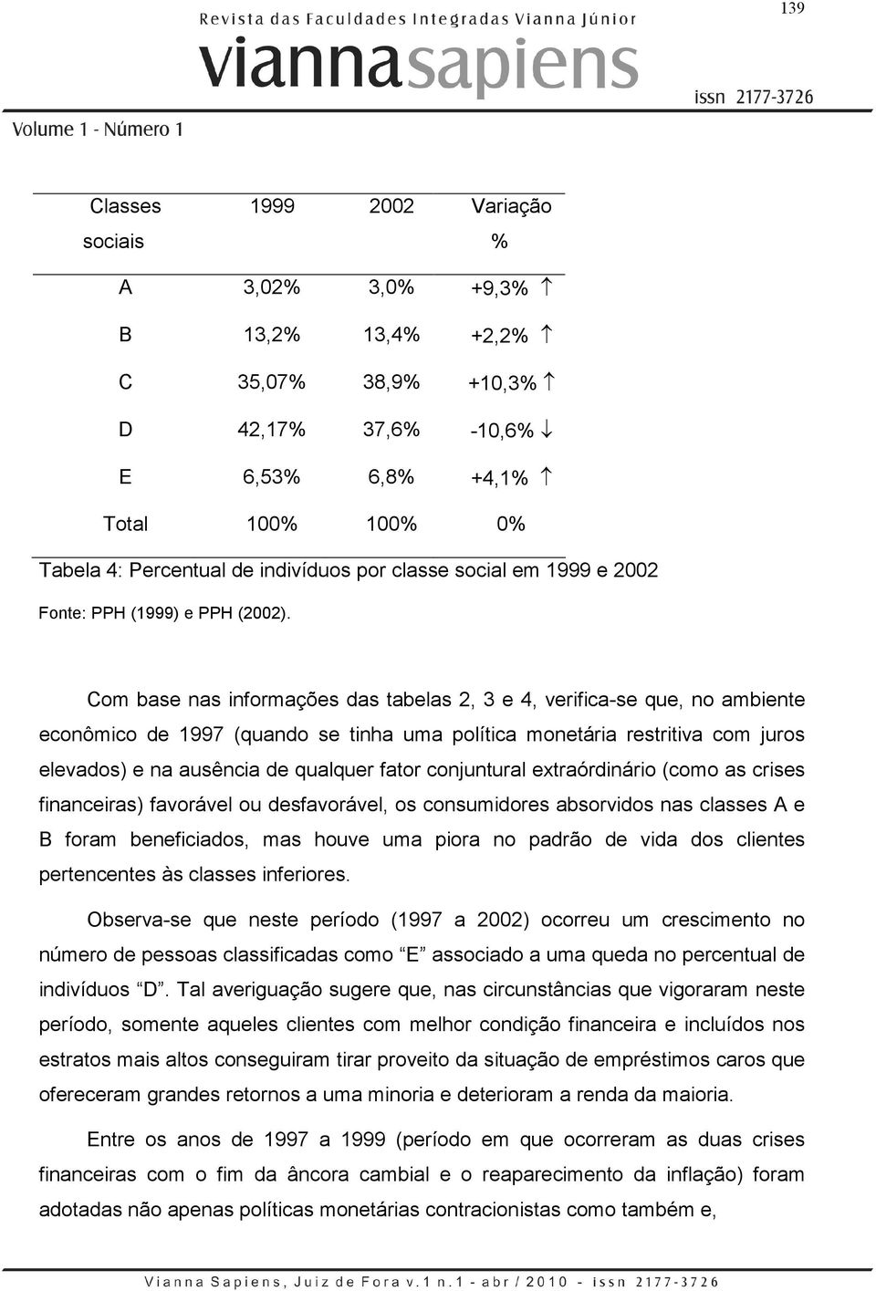 Com base nas informações das tabelas 2, 3 e 4, verifica-se que, no ambiente econômico de 1997 (quando se tinha uma política monetária restritiva com juros elevados) e na ausência de qualquer fator