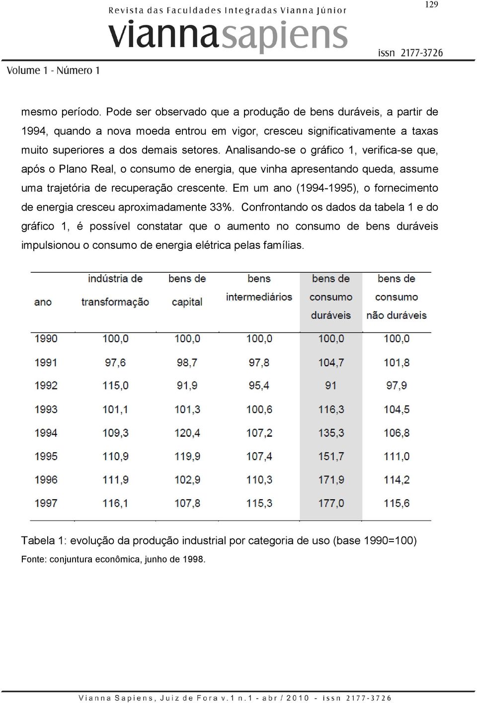 Analisando-se o gráfico 1, verifica-se que, após o Plano Real, o consumo de energia, que vinha apresentando queda, assume uma trajetória de recuperação crescente.