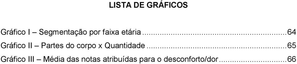 .. 64 Gráfico II Partes do corpo x Quantidade.