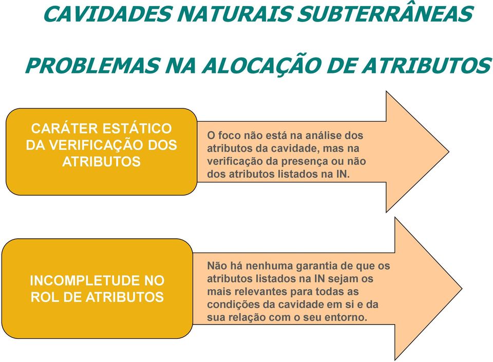 IN. INCOMPLETUDE NO ROL DE ATRIBUTOS Não há nenhuma garantia de que os atributos listados na IN