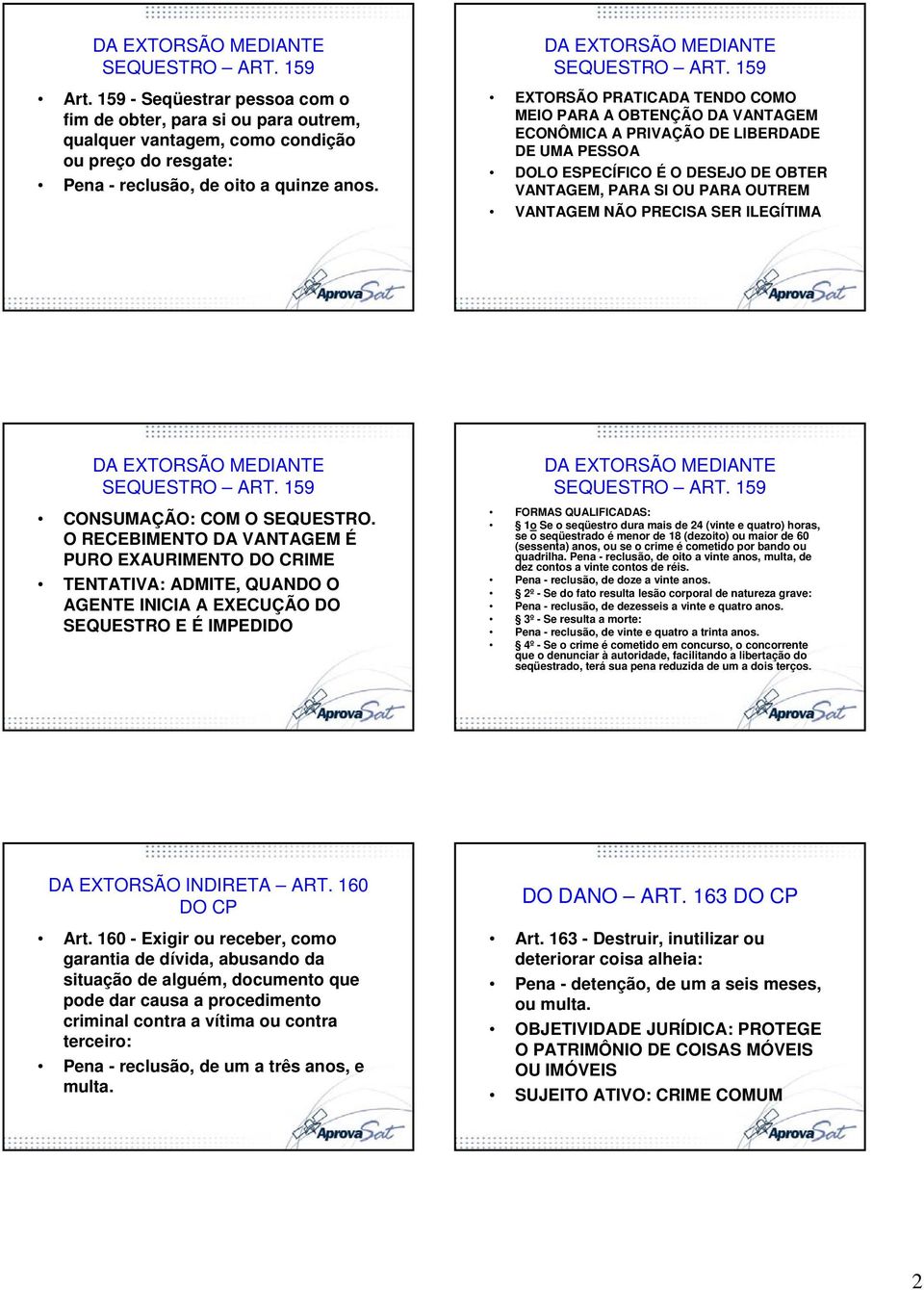 159 EXTORSÃO PRATICADA TENDO COMO MEIO PARA A OBTENÇÃO DA VANTAGEM ECONÔMICA A PRIVAÇÃO DE LIBERDADE DE UMA PESSOA DOLO ESPECÍFICO É O DESEJO DE OBTER VANTAGEM, PARA SI OU PARA OUTREM VANTAGEM NÃO