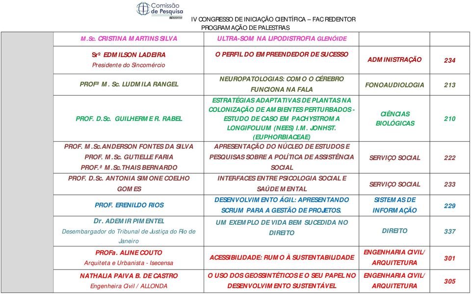 ERENILDO RIOS Dr. ADEMIR PIMENTEL Desembargador do Tribunal de Justiça do Rio de Janeiro PROFa. ALINE COUTO Arquiteta e Urbanista - Isecensa NATHALIA PAIVA B.