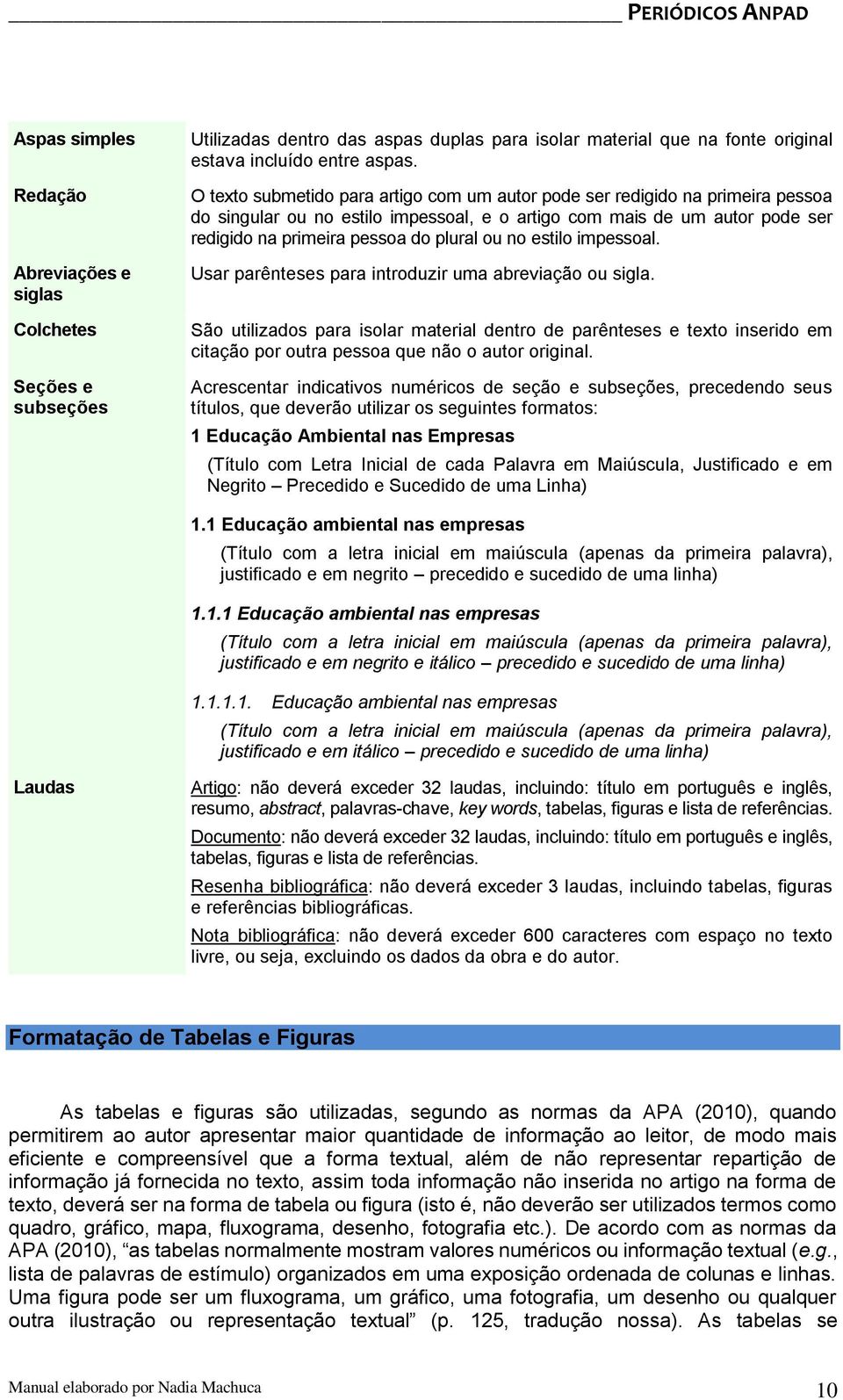 no estilo impessoal. Usar parênteses para introduzir uma abreviação ou sigla.