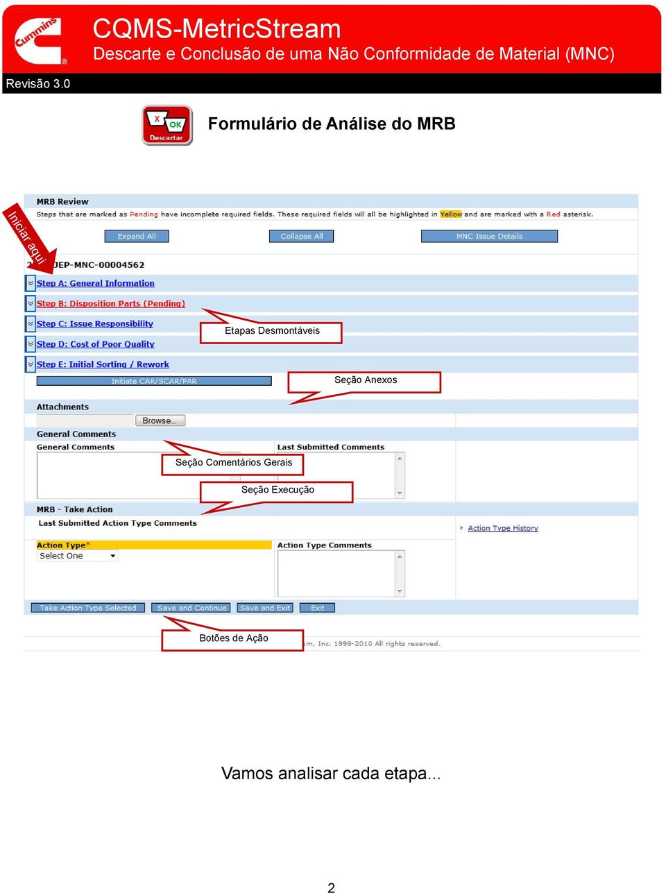 Seção Comentários Gerais Seção Execução