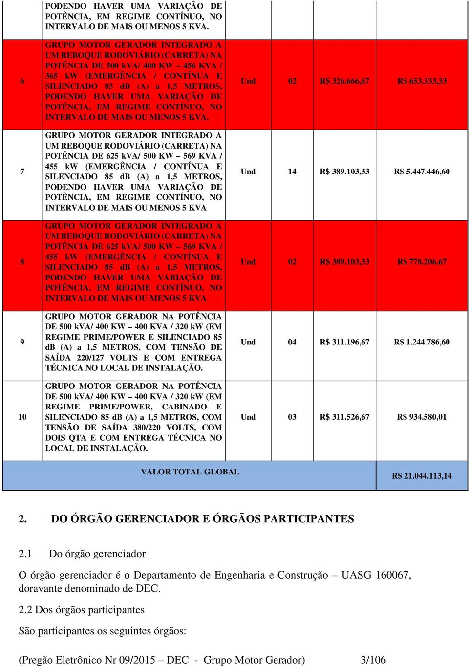 DE POTÊNCIA, EM REGIME CONTÍNUO, NO INTERVALO DE MAIS OU MENOS 5 KVA.