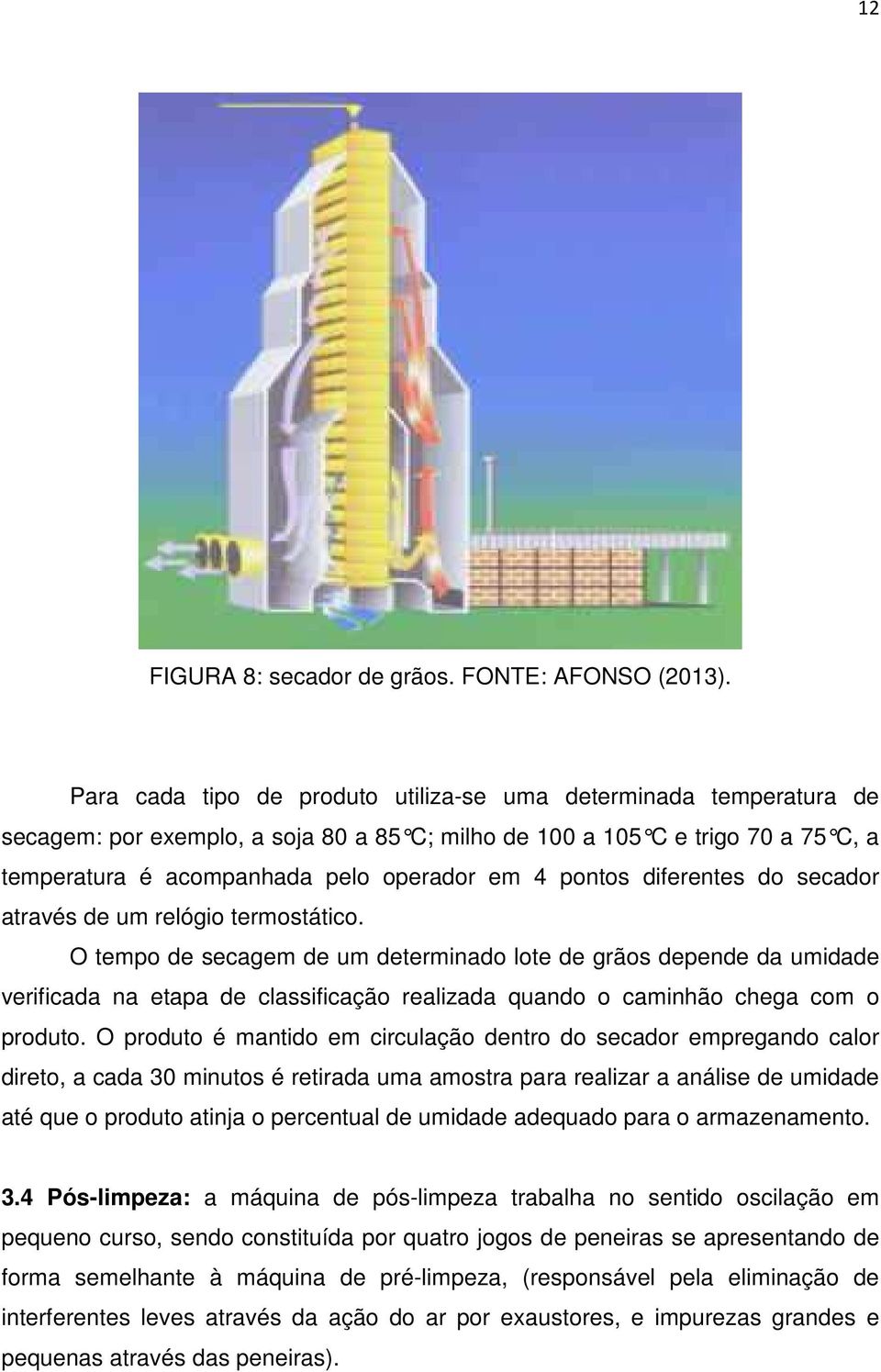 pontos diferentes do secador através de um relógio termostático.