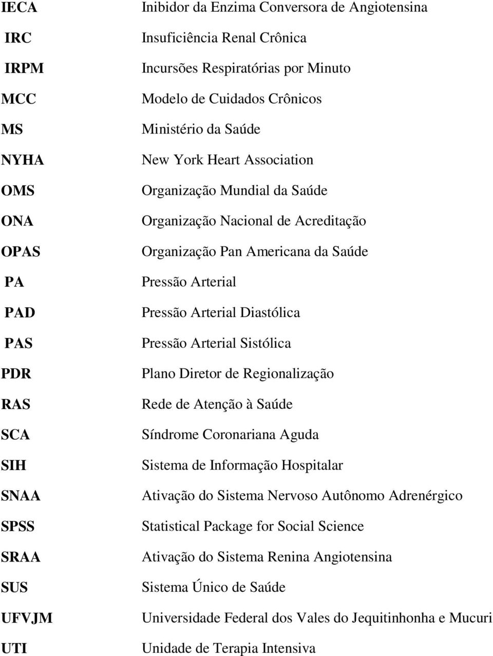 Pressão Arterial Diastólica Pressão Arterial Sistólica Plano Diretor de Regionalização Rede de Atenção à Saúde Síndrome Coronariana Aguda Sistema de Informação Hospitalar Ativação do Sistema Nervoso