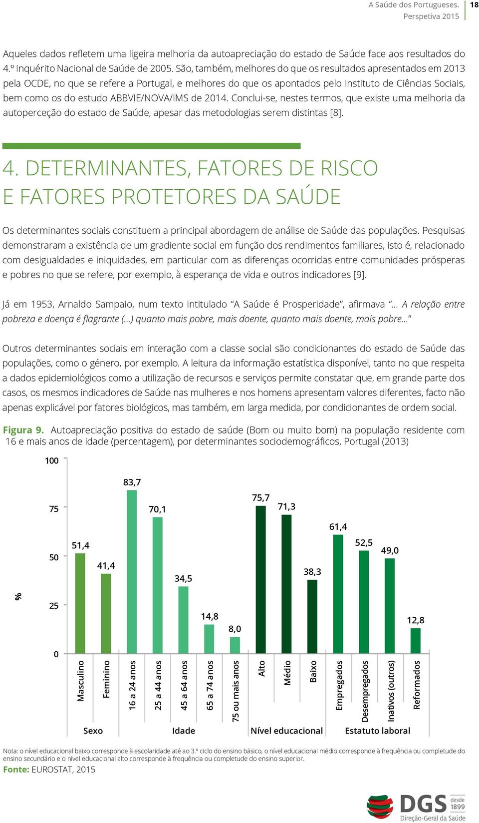 ABBVIE/NOVA/IMS de 214. Conclui-se, nestes termos, que existe uma melhoria da autoperceção do estado de Saúde, apesar das metodologias serem distintas [8]. 4.