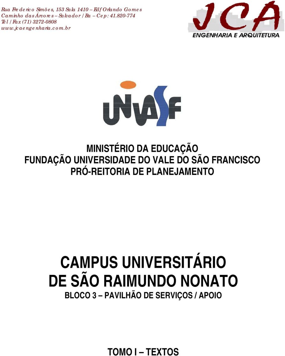 PLANEJAMENTO CAMPUS UNIVERSITÁRIO DE SÃO