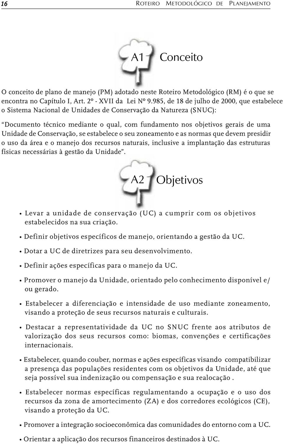 Conservação, se estabelece o seu zoneamento e as normas que devem presidir o uso da área e o manejo dos recursos naturais, inclusive a implantação das estruturas físicas necessárias à gestão da